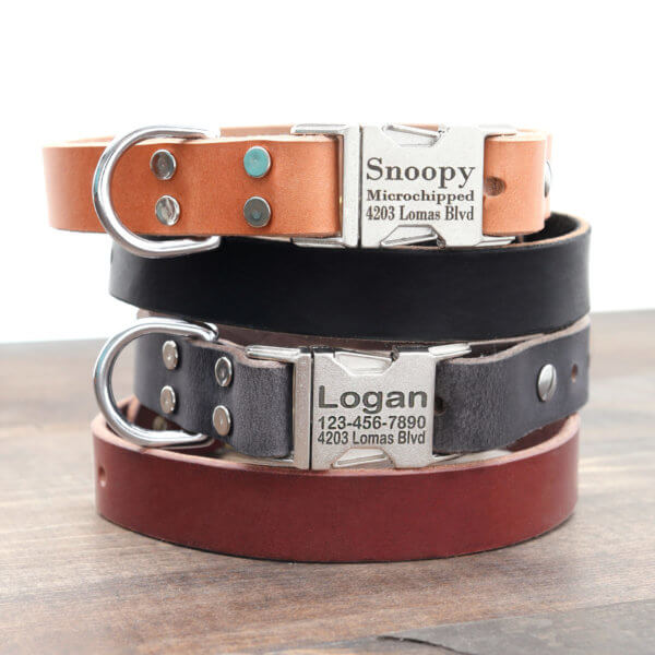 Personalized Engraved Leather Dog Collar